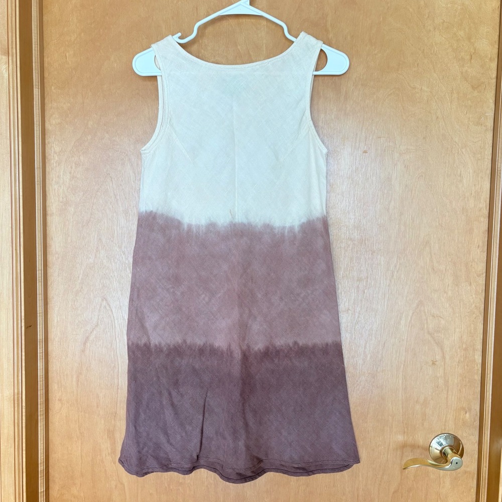 Carole Little Cream and Brown Ombre Tie-Dye Sleeveless Dress